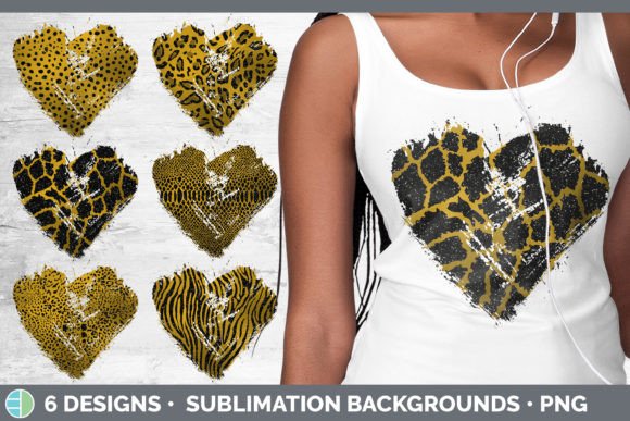 Amber Animal Print Heart Distressed Clip: A Bold Design Asset