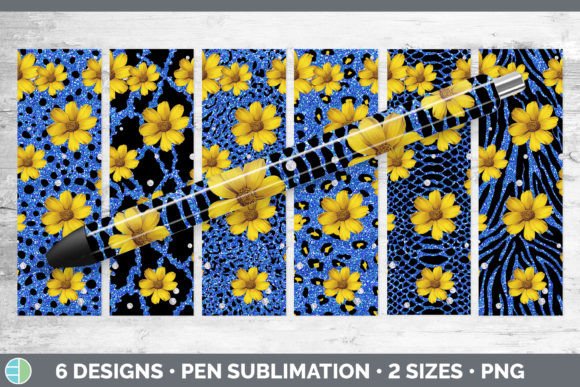 Blue Animal Print Pen Wraps: Epoxy Sublimation Designs