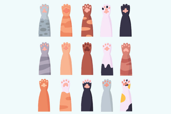 Bringing Whimsy to Life: The Cat Paw Cartoon Set Icon Animal Legs