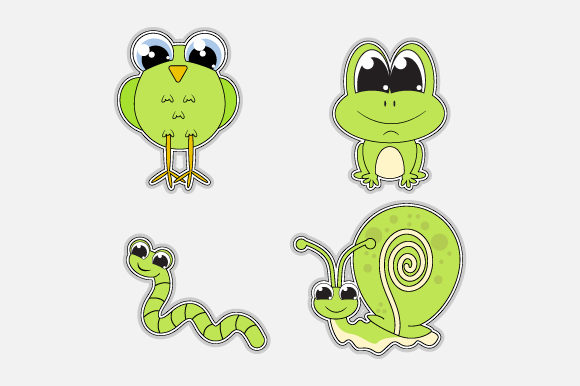 Cute Animal Cartoon in Green Color: A Lively Display Typeface