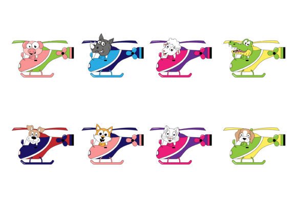 Cute Animal Cartoon Ride Helicopter: A Playful Creative Asset