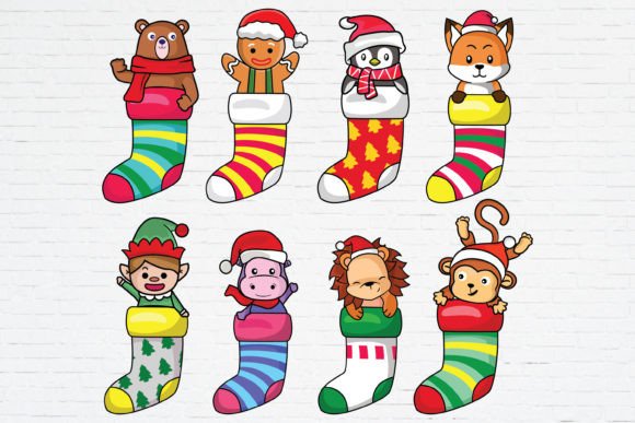Cute Animal in Sock Christmas SVG: Festive Design Assets