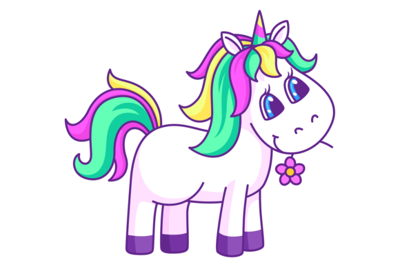 Enchanting Designs with Smiling Fantasy Animal: Cute Unicorn Wit