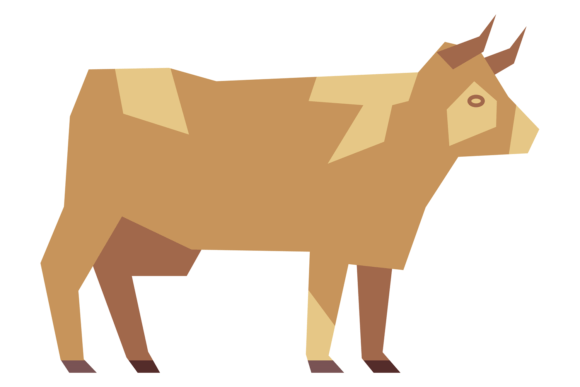 Farm Animal Icon: Brown Cow. Polygonal C for Modern Design
