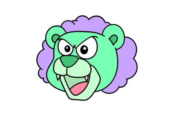 Lion Animal Head Emoticon with Angry: Bold Graphic Design Asset