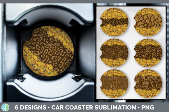 Wild Meets Blooming: The Animal Print Sunflower Car Coaster