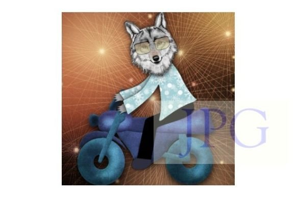 Wolf Art Print Wild Animal Motorcycle: A Roaring Design Asset