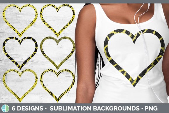 Yellow Animal Print Heart Frame Clipart: Bold Design Assets